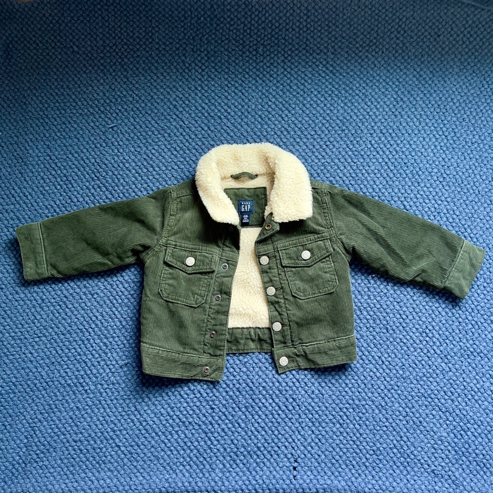 GAP Olive Green Sherpa-Lined Corduroy Jacket